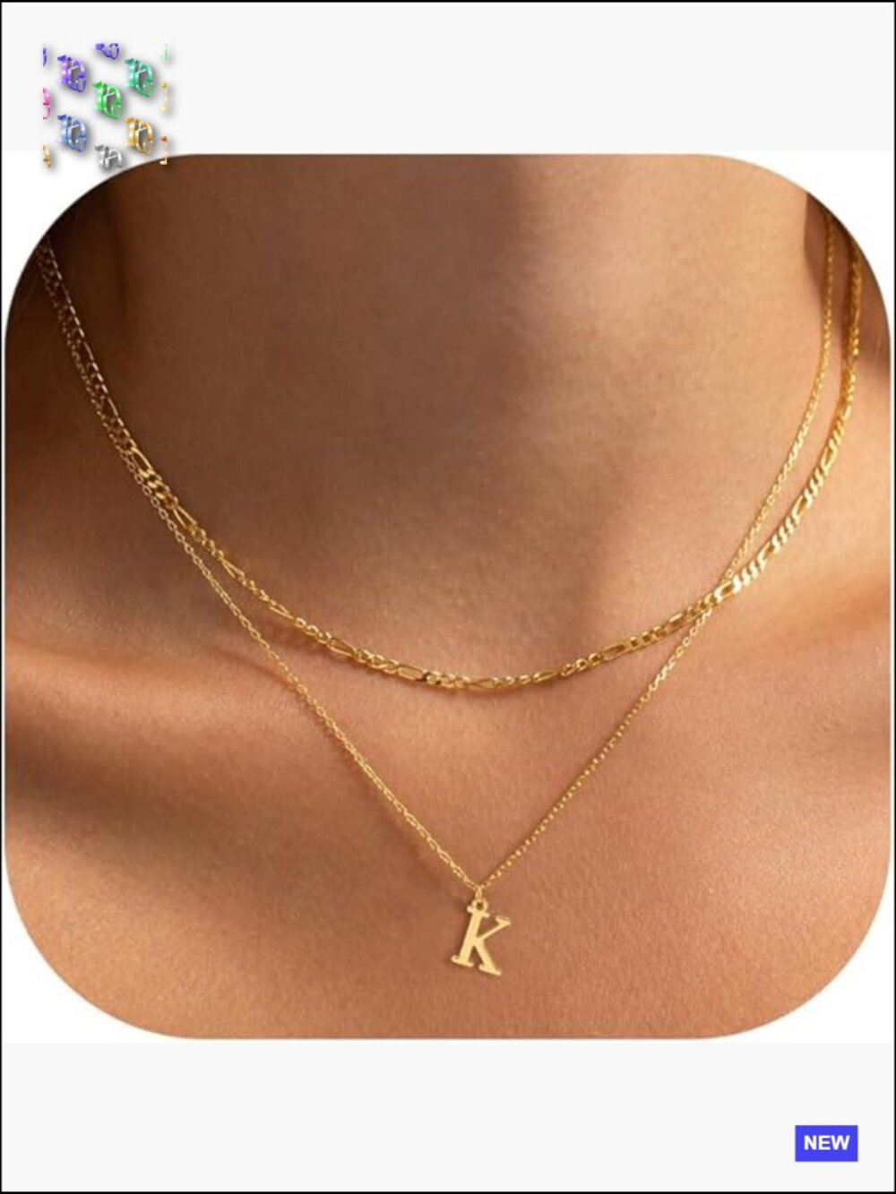 Layered Initial Figaro Chain Pendant Necklace Dainty Gift Set Elegant Stacked